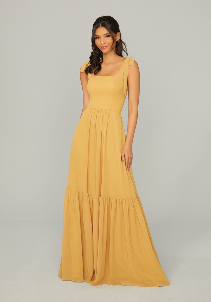 Morilee Bridesmaid 21753 Chiffon Straps Sleeves Long Dress