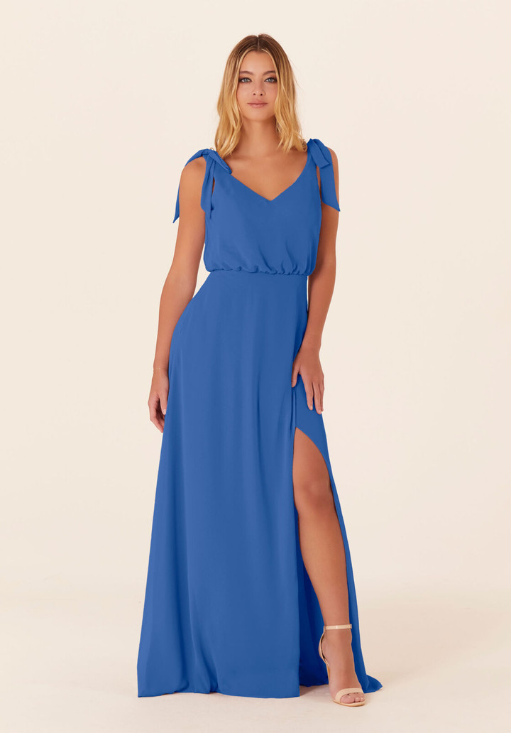 Morilee Bridesmaids 21824 Chiffon Tied Bow Straps Long Dress