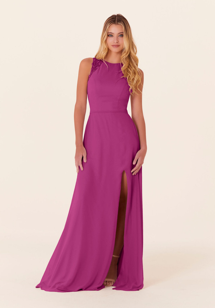 Morilee Bridesmaid 21826 Chiffon Jewel High Neck Long Dress