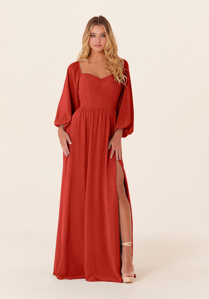 Morilee Bridesmaid 21830 Chiffon Sweetheart Neck Long Dress