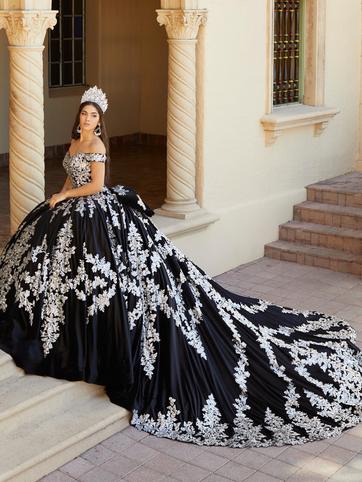 House of Wu 26065 Velvet Sequins Lace Off Shoulder Ballgown