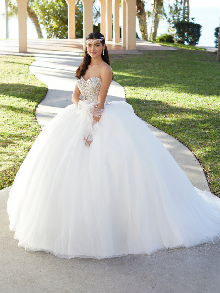 House of Wu 56485 Mini Sequin Knit Tulle Strapless Ballgown