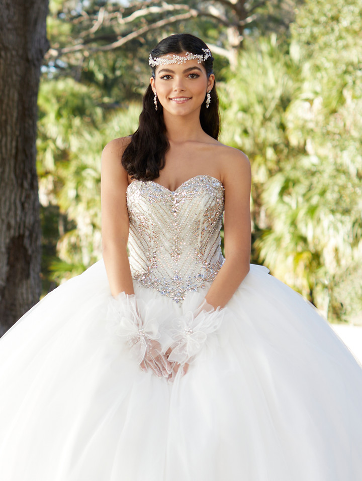 House of Wu 56485 Mini Sequin Knit Tulle Strapless Ballgown