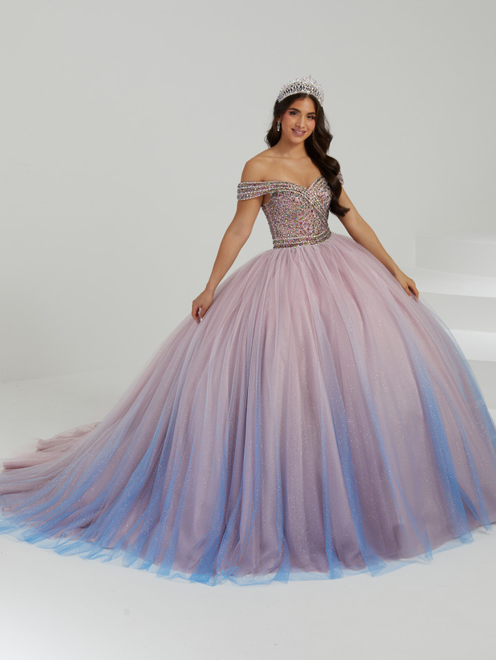 House of Wu 56475 Beaded Ombre Tulle V-Neck Long Ballgown