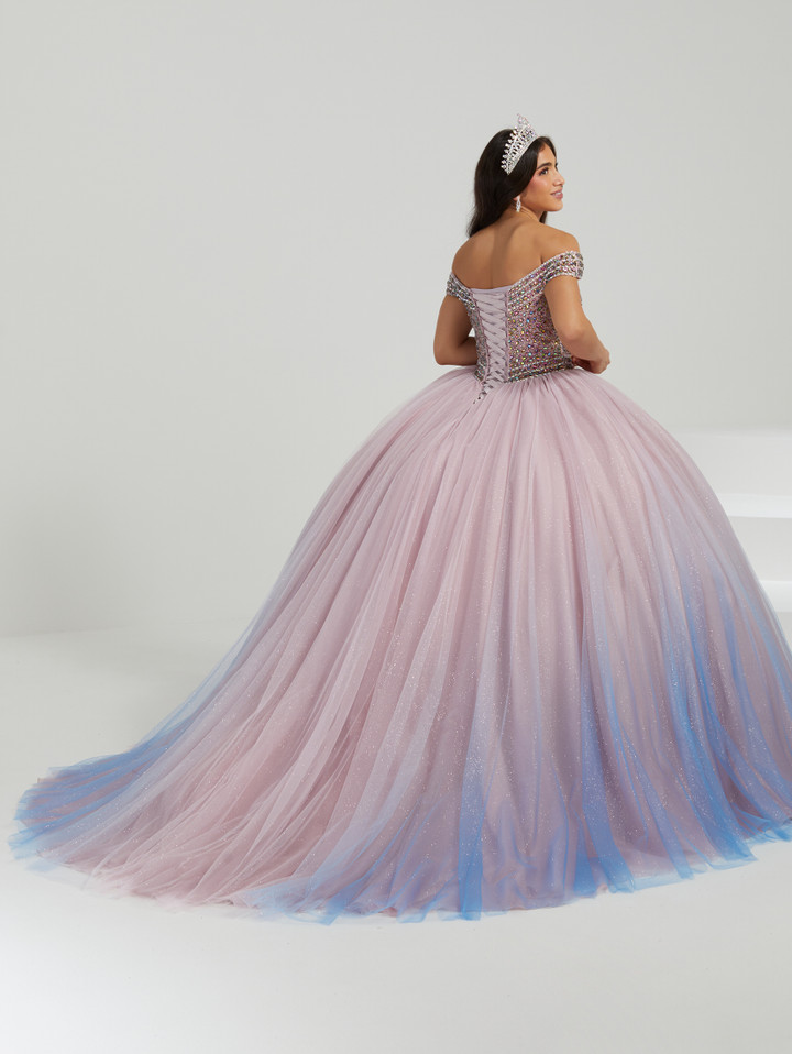 House of Wu 56475 Beaded Ombre Tulle V-Neck Long Ballgown