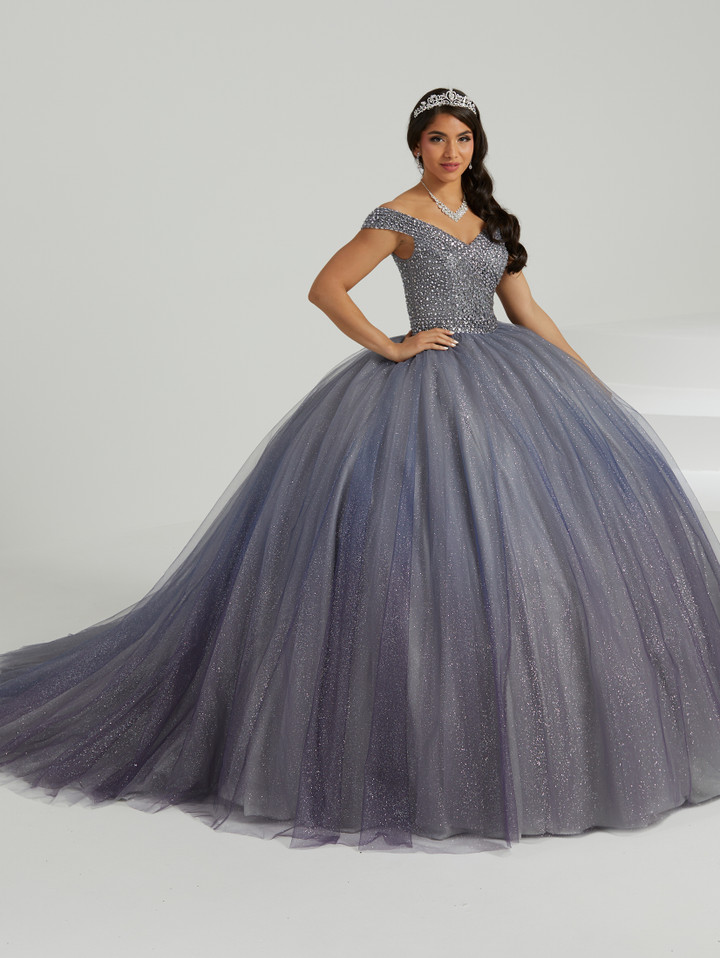 House of Wu 56475 Beaded Ombre Tulle V-Neck Long Ballgown