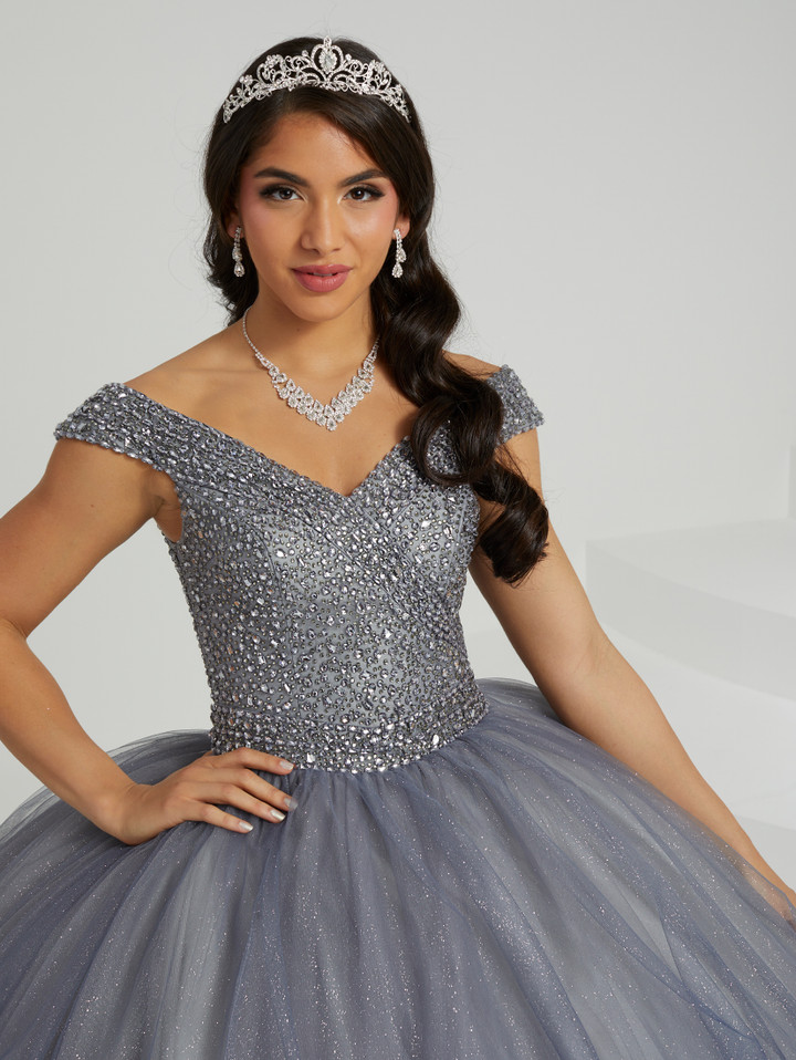 House of Wu 56475 Beaded Ombre Tulle V-Neck Long Ballgown