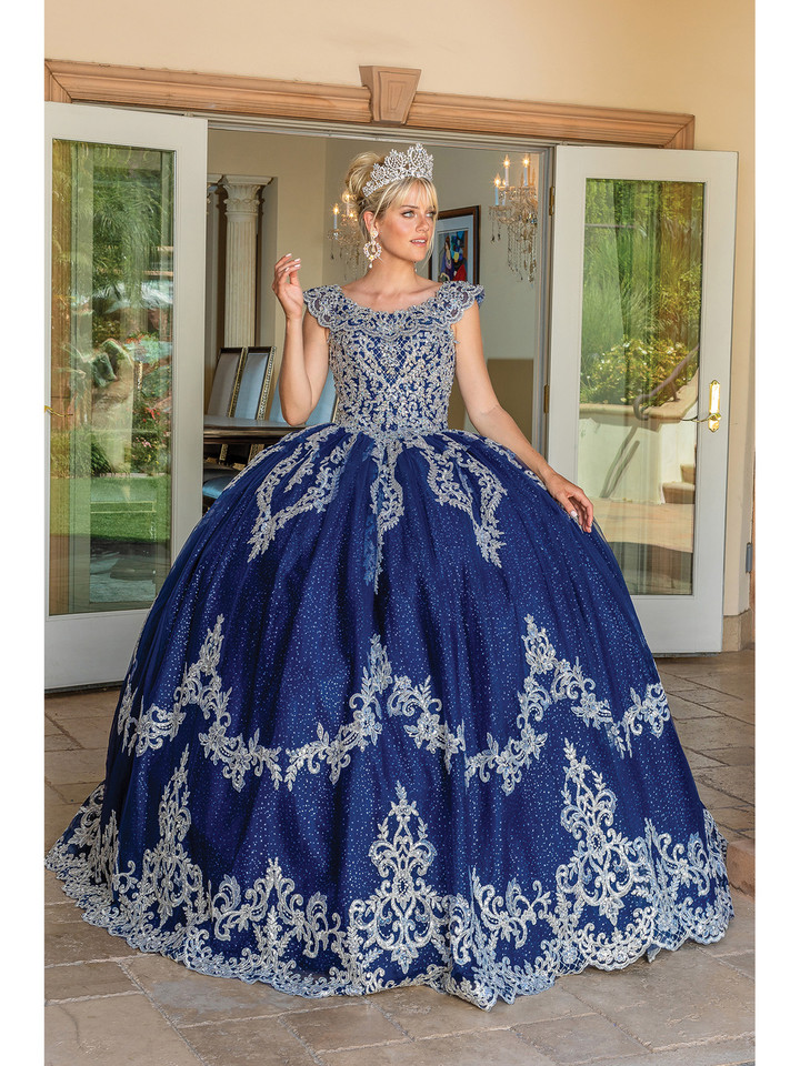 Dancing Queen 1709 Round Neck Cap Sleeves Long Ballgown