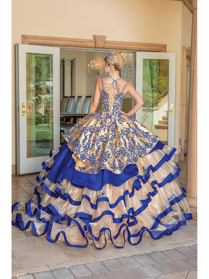 Dancing Queen 1689 V-neck Ruffled Tiers Basque Ballgown