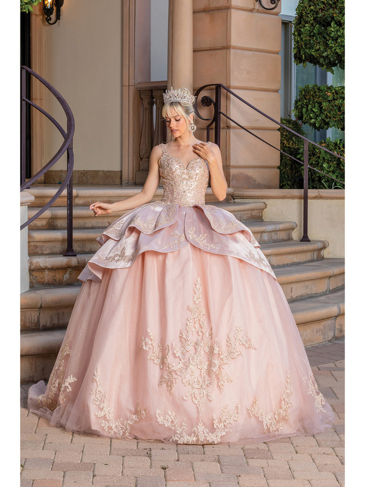 Dancing Queen 1682 V-neck Sleeveless Quinceanera Ballgown