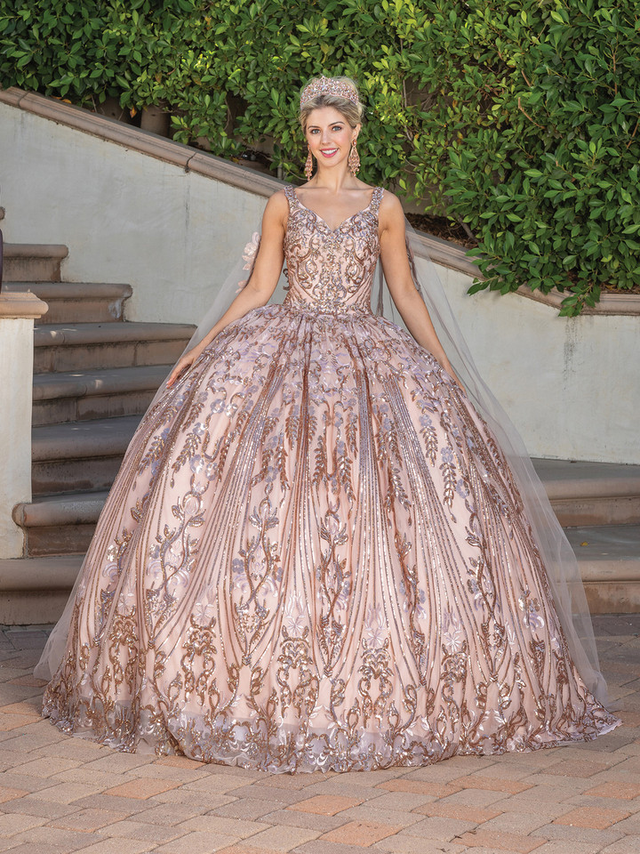 Dancing Queen 1649 V-neck Sleeveless Quinceanera Ballgown