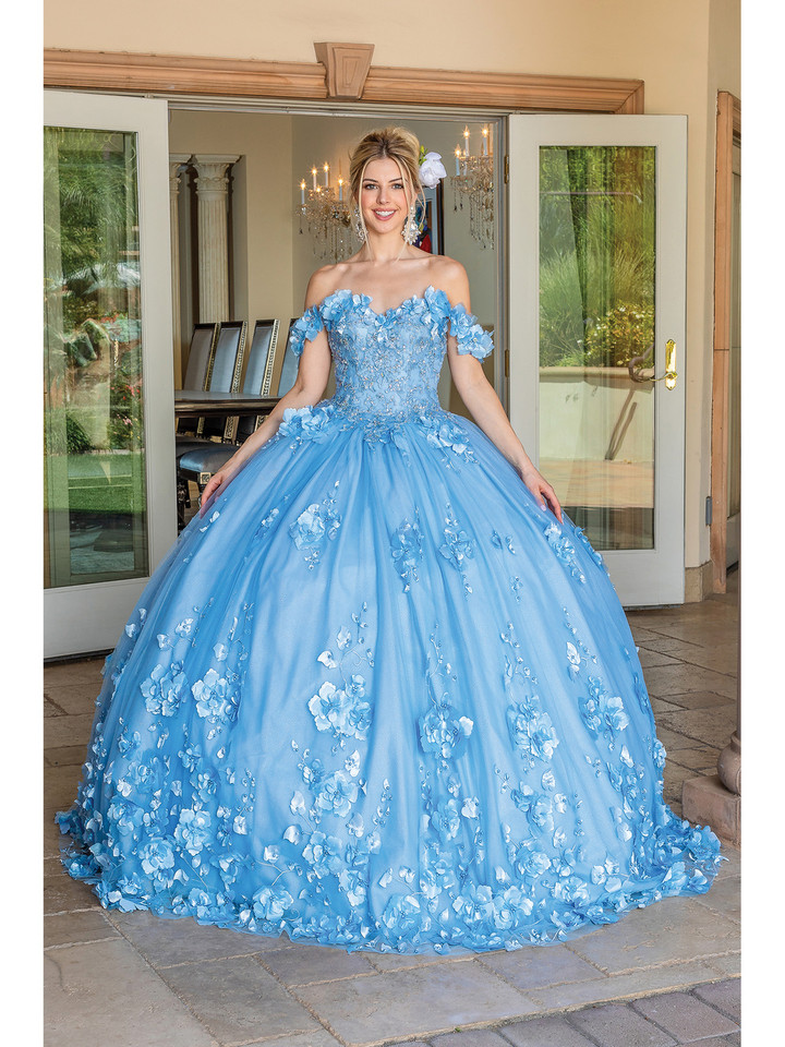 Dancing Queen 1613 Off Shoulder Floral Appliques Ballgown
