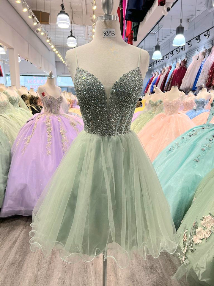 Dancing Queen 3353 Strap Sleeves V-neck Homecoming Dress