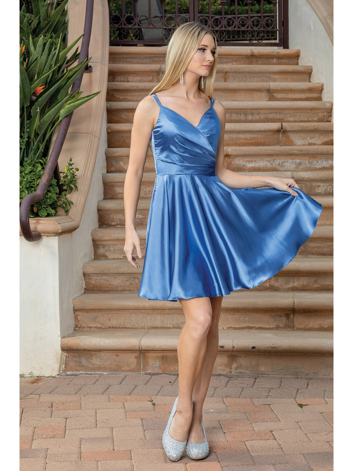 Dancing Queen 3320 Strap Sleeves V-neck Homecoming Dress