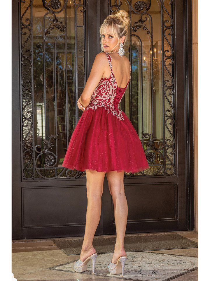 Dancing Queen 3295 Sweater Neck Sleeveless Homecoming Dress