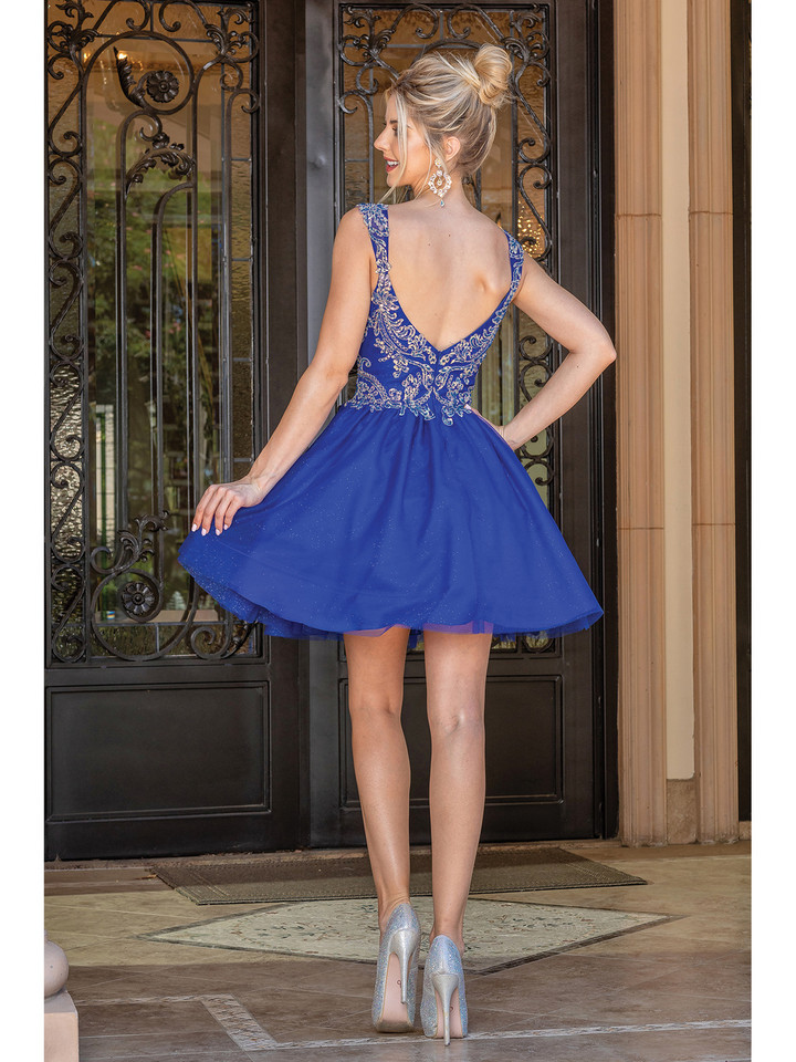 Dancing Queen 3287 Sweater Neck Sleeveless Homecoming Dress