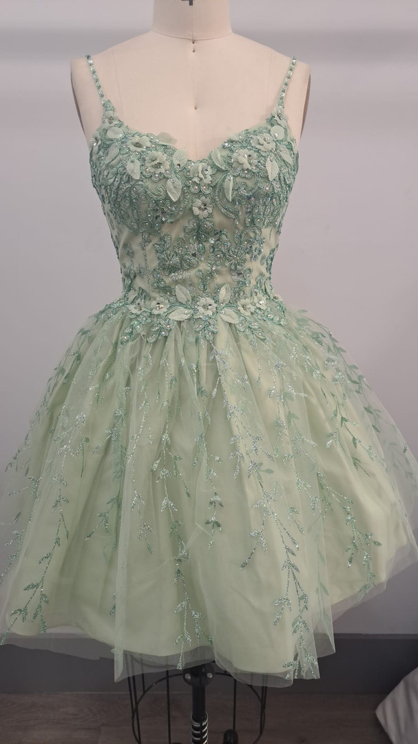 Dancing Queen 3278 Strap Sleeves V-neck Homecoming Dress