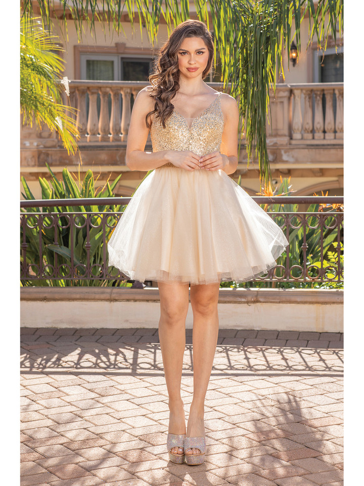 Dancing Queen 3266 V-Neck Sleeveless Homecoming Dress