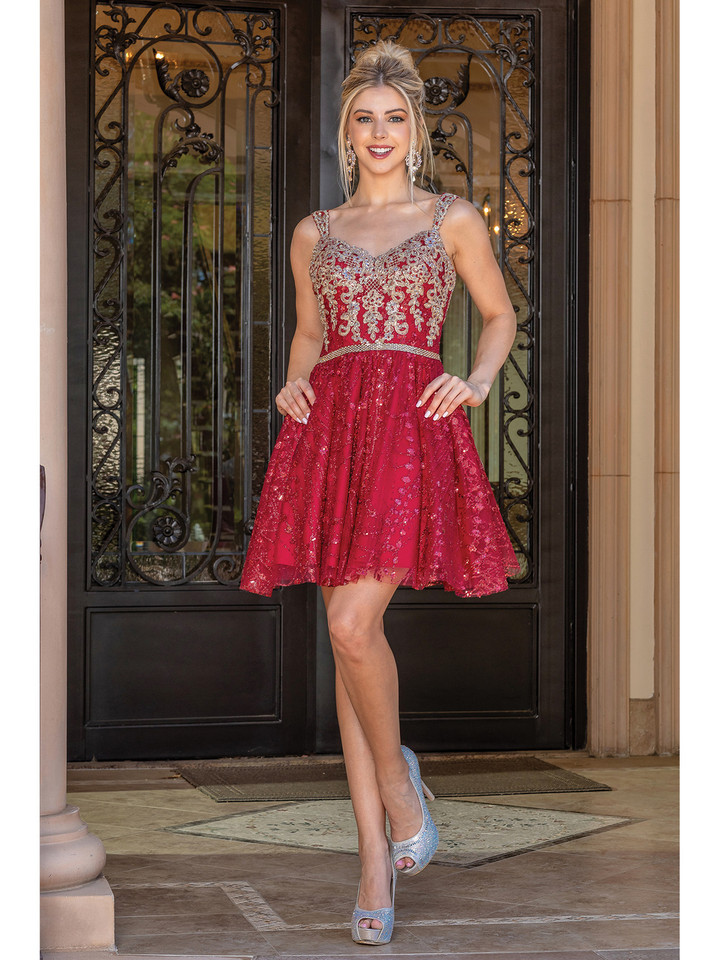 Dancing Queen 3222 V-Neck Sleeveless Homecoming Dress