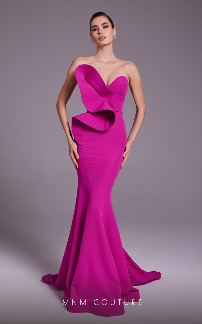 MNM Couture N0548 Crepe Sweetheart Neck Strapless Long Dress