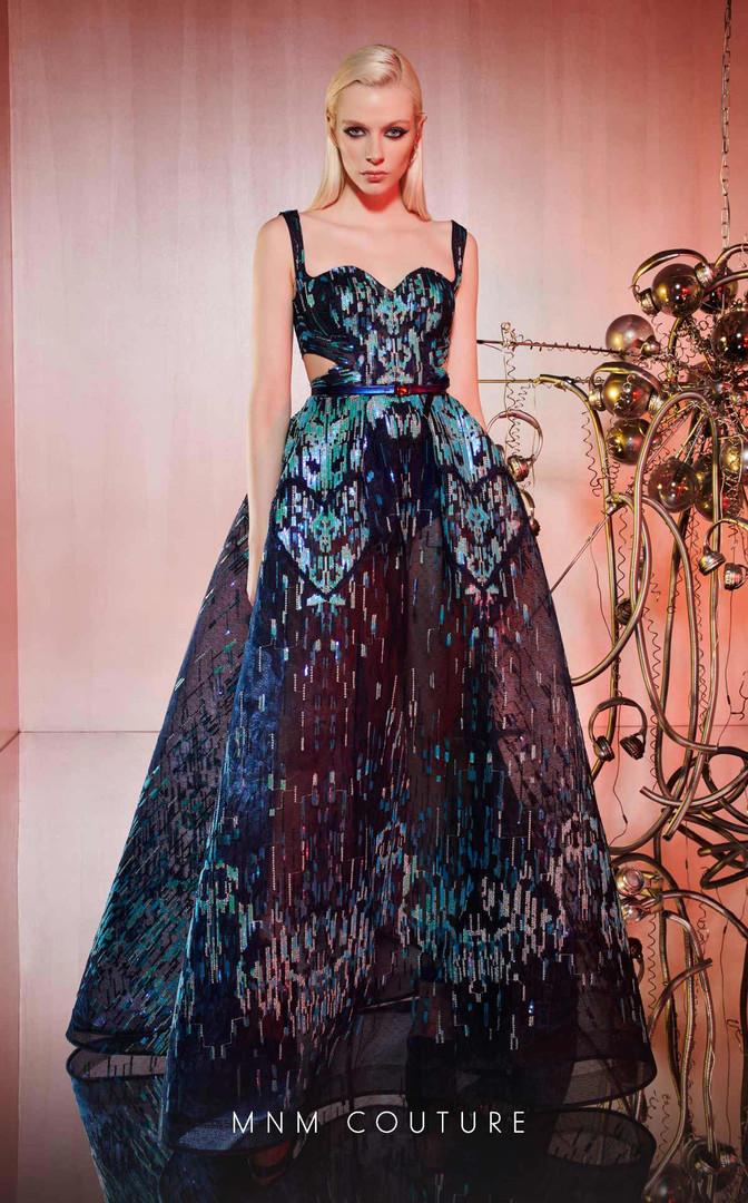 MNM Couture E0058 Organza Embroidery Sweetheart Neck Dress