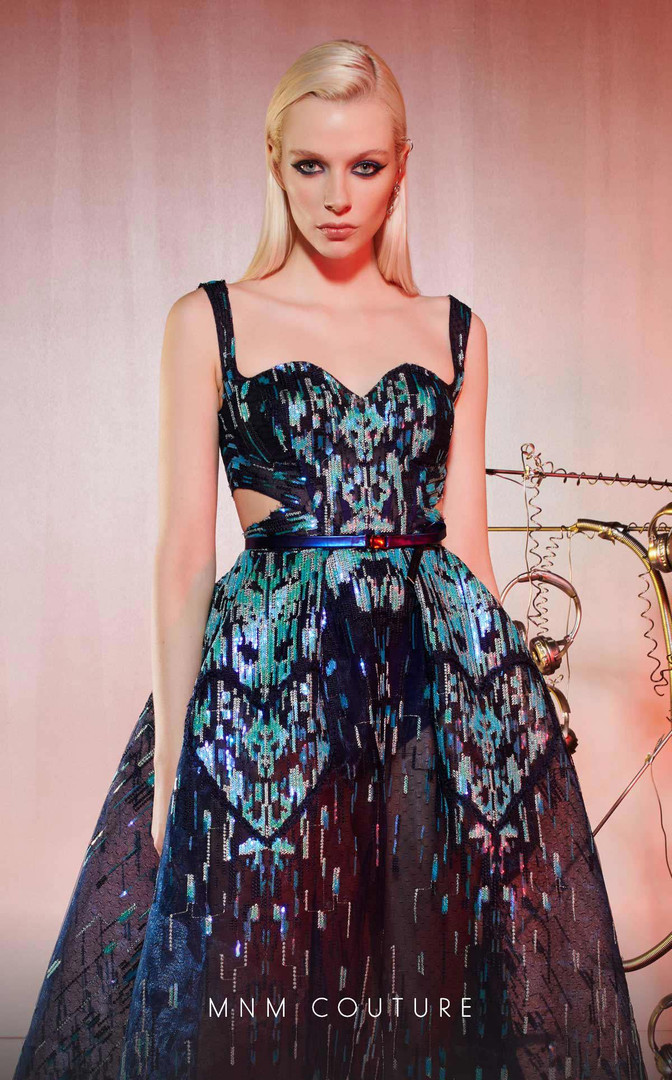 MNM Couture E0058 Organza Embroidery Sweetheart Neck Dress