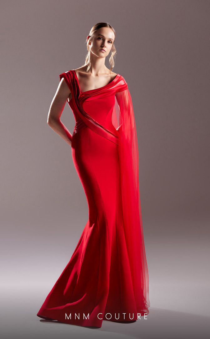 MNM Couture G1505 Crepe Off Shoulder Strapless Fitted Dress