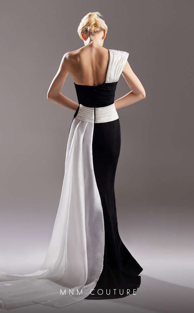 MNM Couture G1502 Crepe One Shoulder Sleeveless Long Dress