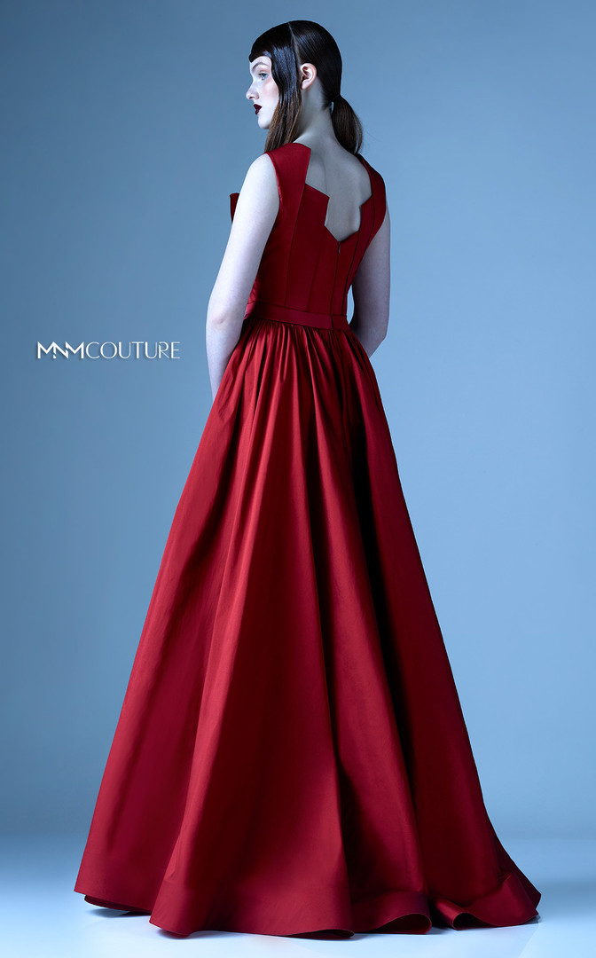 MNM Couture G0933 Folded V-Neck Sleeveless Fitted Long Dress