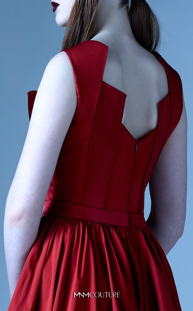 MNM Couture G0933 Folded V-Neck Sleeveless Fitted Long Dress