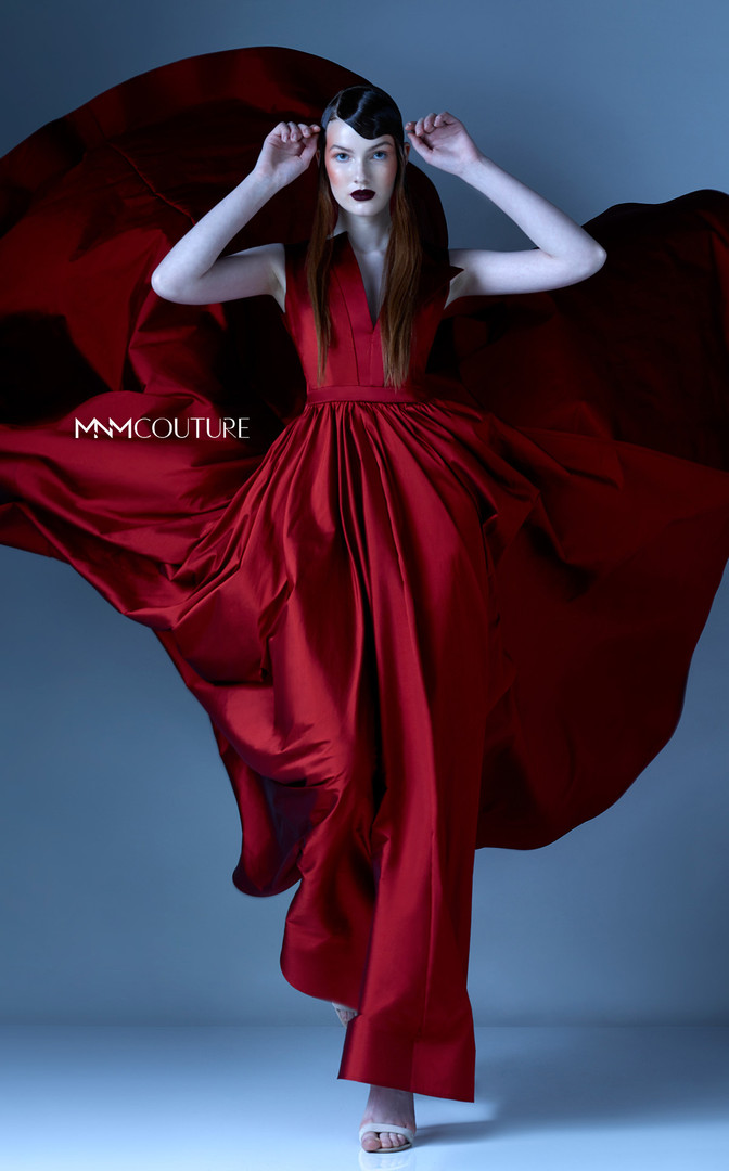 MNM Couture G0933 Folded V-Neck Sleeveless Fitted Long Dress