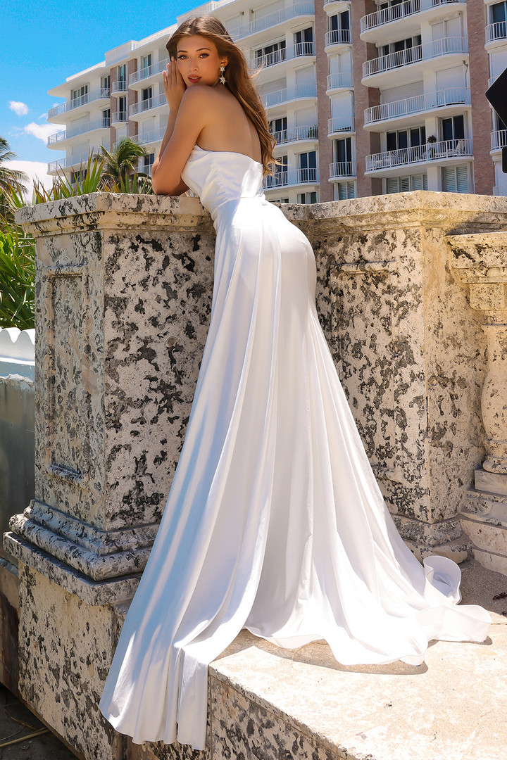 Amelia Couture 3013 Lycra Strapless High Slit Long Dress