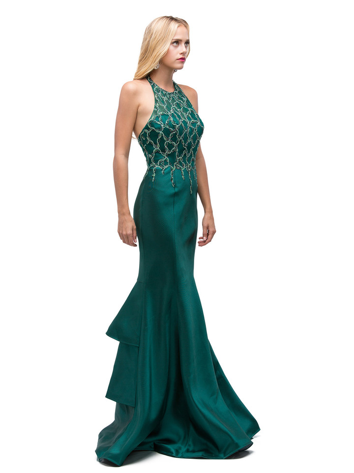 Dancing Queen 9910 Illusion Halter Neck Embellished Dress