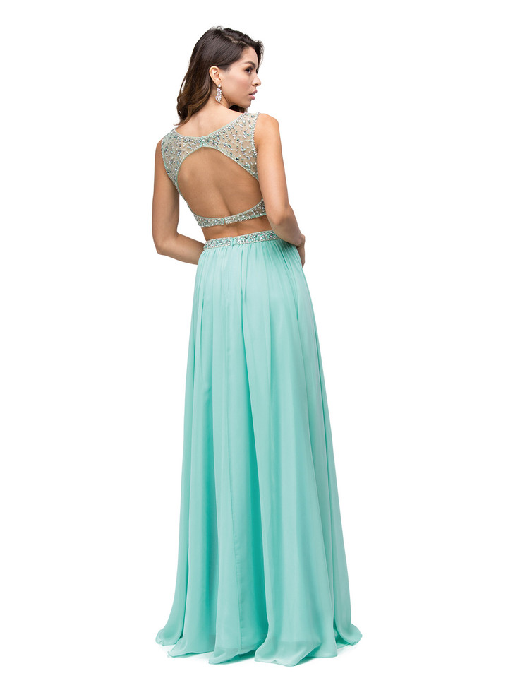 Dancing Queen 9574 Scoop Neck Beaded Bodice Two-Piece Dress