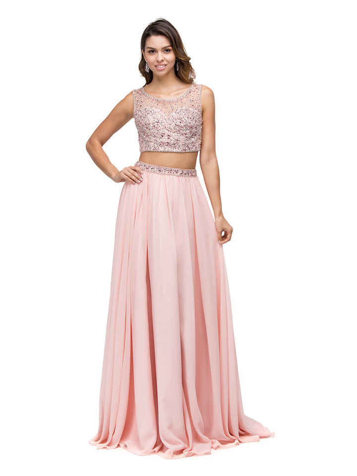 Dancing Queen 9574 Scoop Neck Beaded Bodice Two-Piece Dress