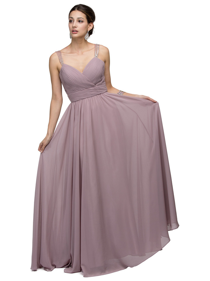 Dancing Queen 9471 Jewel-accented Sequins V-neck Long Dress