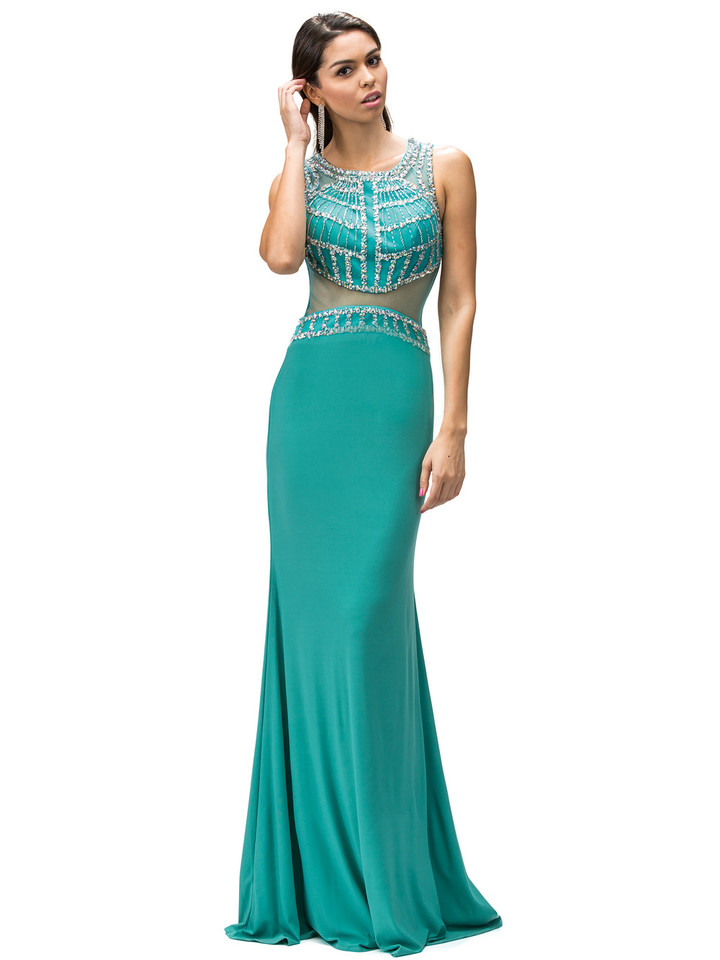 Dancing Queen 9230 Illusion Scoop Neck Sleeveless Long Dress