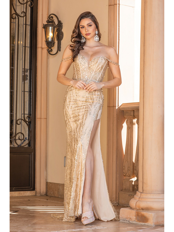 Dancing Queen 4339 Off Shoulder Sweetheart Neck Long Dress