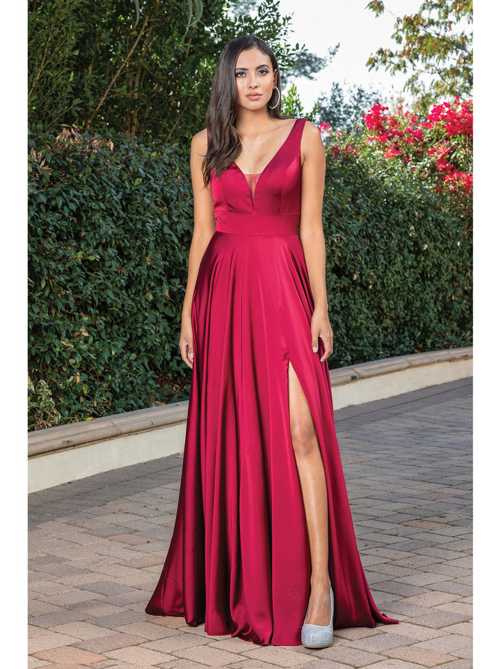 Dancing Queen 4304A Plunging V-neck Sleeveless Long Dress