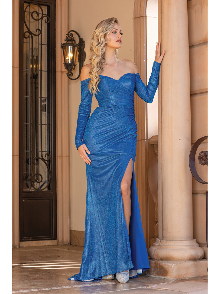 Dancing Queen 4298 Long Sleeves Off-Shoulder Long Dress