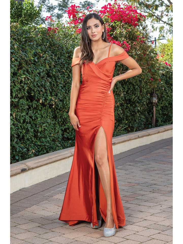Dancing Queen 4278 Off Shoulder Foldover Accent Long Dress