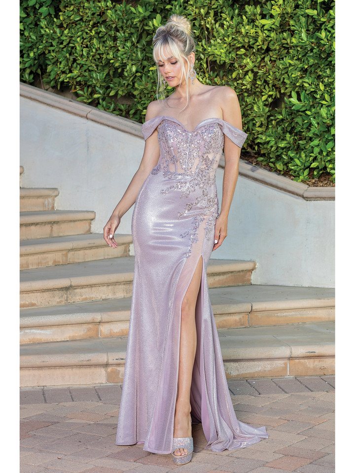 Dancing Queen 4253 Sequins Off-shoulder Embellished Dress