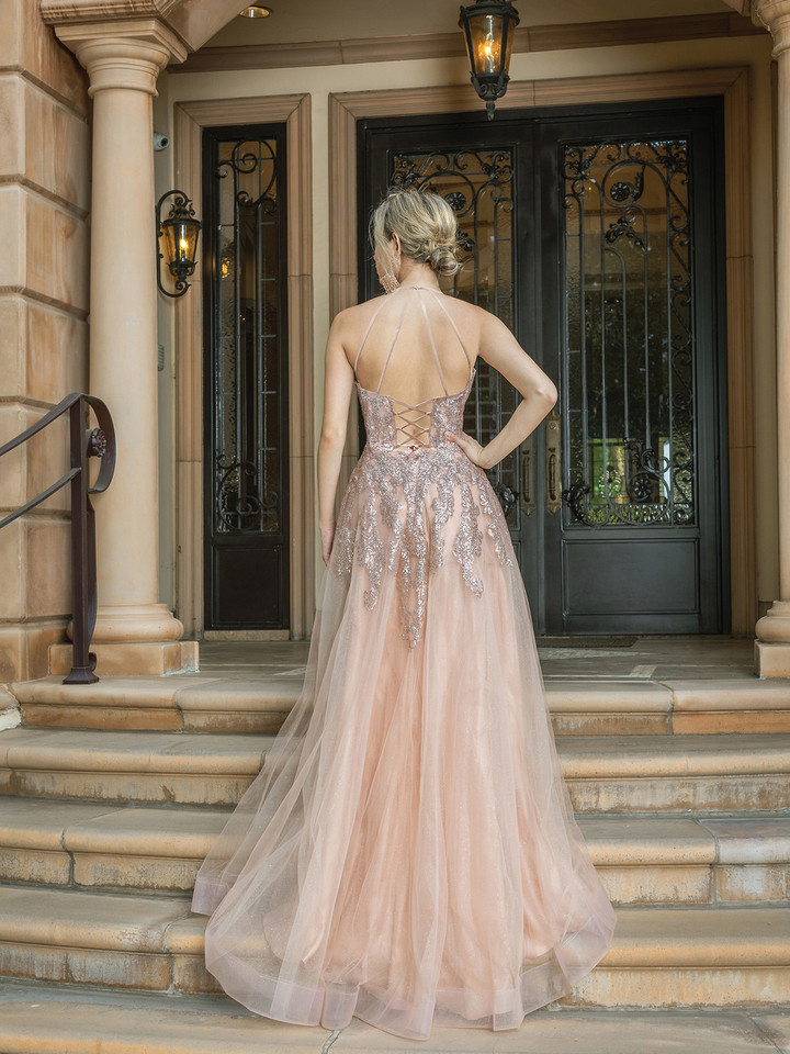 Dancing Queen 4226 Sleeveless Deep V-Neck Glitters Dress