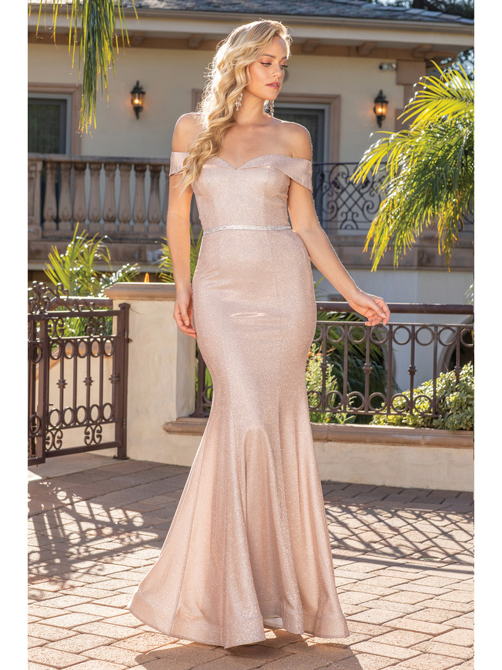 Dancing Queen 2871 Off-shoulder Sleeves Fitted Long Dress