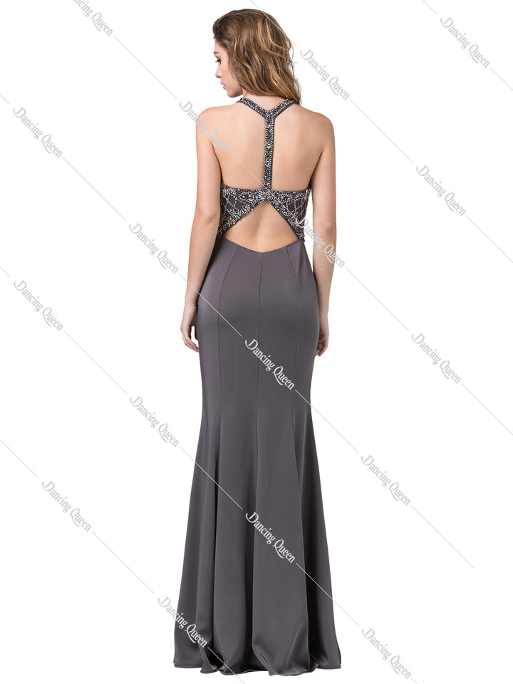 Dancing Queen 2521 Embellished Halter Neck Sleeveless Dress