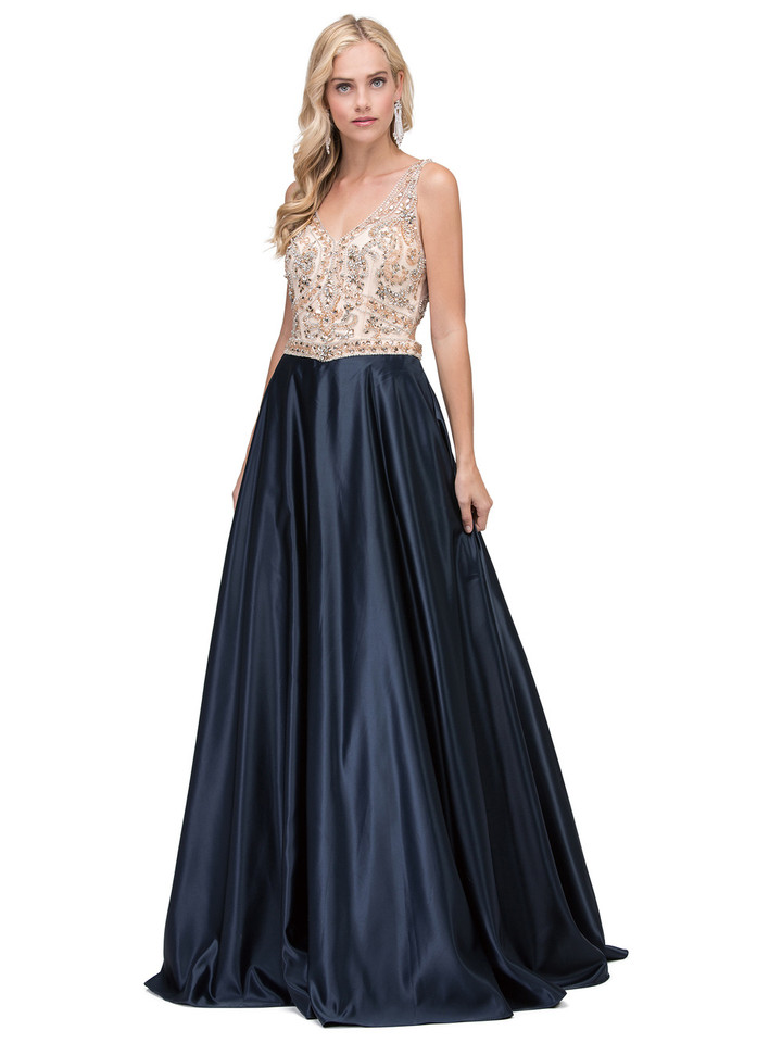 Dancing Queen 2416 Sleeveless Jeweled V-neck Long Dress