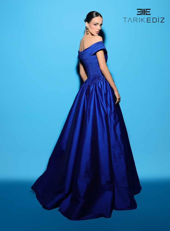 Tarik Ediz 98432 Off Shoulder Bluebonny Dress