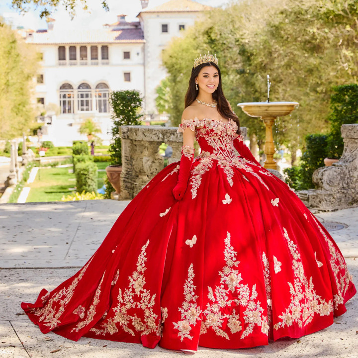Princesa by Ariana Vara PR30136 Sequins Off-Shoulder Gown