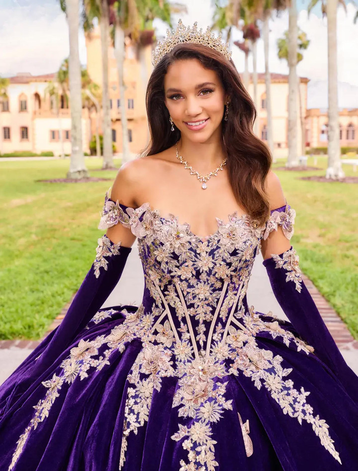 Princesa by Ariana Vara PR30136 Sequins Off-Shoulder Gown