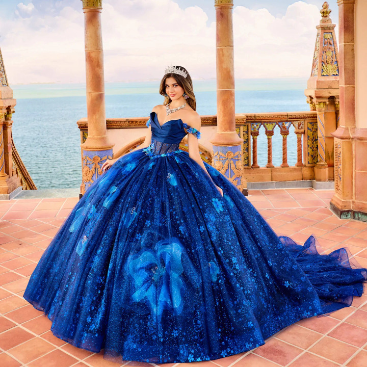 Princesa by Ariana Vara PR30159 Satin Glitter Tulle Gown